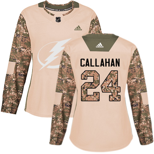 Adidas Lightning #24 Ryan Callahan Camo Authentic Veterans Day Women's Stitched NHL Jersey - Click Image to Close